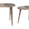 Beistelltisch 2Er Set Mango Holz Dunkelbraun Oval Khetua