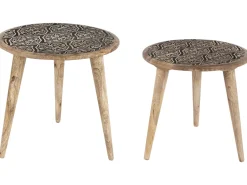 Beistelltisch 2Er Set Mango Holz Hellbraun Rund Sharma
