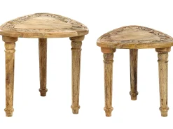 Beistelltisch 2Er Set Mangoholz Heller Holzfarbton Dreieckig Saora