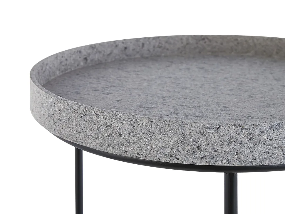 Beistelltisch 3Er Set Metall Granit Optik Mehrfarbig Rund Texon