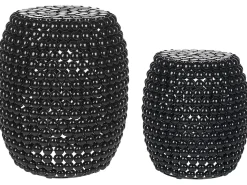 Beistelltisch 2Er Set Schwarz Perlen-Optik Oval Uhana