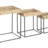 Beistelltisch 3Er Set Wasserhyazinthe Beige / Schwarz Rechteckig Hawi