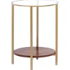 Beistelltisch Glas Gold / Dunkler Holzfarbton 40 Cm Libby