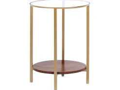 Beistelltisch Glas Gold / Dunkler Holzfarbton 40 Cm Libby