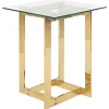 Beistelltisch Glas Gold Quadratisch 40 X 40 Cm Crystal