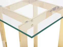 Beistelltisch Glas Gold Quadratisch 40 X 40 Cm Crystal