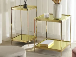 Beistelltisch Glas Gold Quadratisch 41 X 41 Cm Alsea Klein