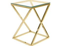 Beistelltisch Glas Gold Quadratisch 40 X 40 Cm Beverly