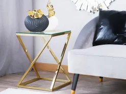 Beistelltisch Glas Gold Quadratisch 40 X 40 Cm Beverly