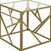 Beistelltisch Glas Gold Quadratisch 50 X 50 Cm Orland