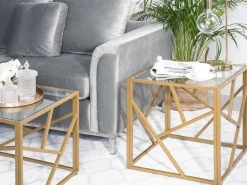 Beistelltisch Glas Gold Quadratisch 50 X 50 Cm Orland