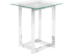 Beistelltisch Glas Silber Quadratisch 40 X 40 Cm Crystal