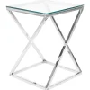 Beistelltisch Glas Silber Quadratisch 40 X 40 Cm Beverly