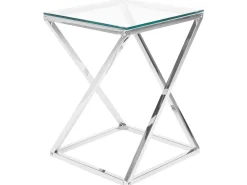 Beistelltisch Glas Silber Quadratisch 40 X 40 Cm Beverly