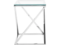 Beistelltisch Glas Silber Quadratisch 40 X 40 Cm Beverly