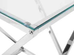 Beistelltisch Glas Silber Quadratisch 40 X 40 Cm Beverly