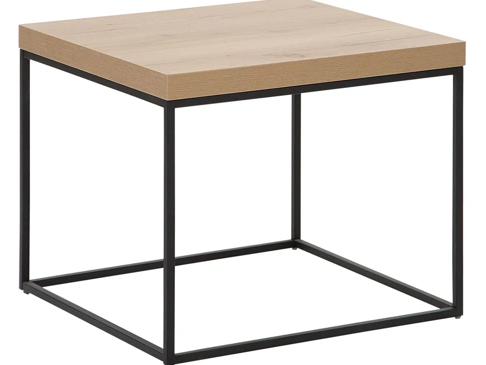 Beistelltisch Heller Holzfarbton / Schwarz 60 X 60 X 50 Cm Delano