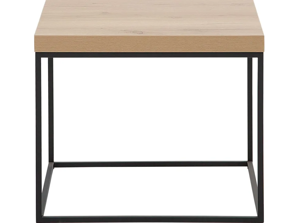 Beistelltisch Heller Holzfarbton / Schwarz 60 X 60 X 50 Cm Delano