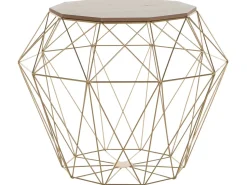 Beistelltisch Heller Holzfarbton / Gold Zehneck Elida