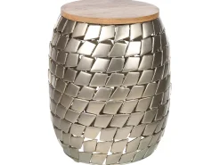 Beistelltisch Mango Holz Hellbraun / Silber Rund O 22 Cm Jabiru
