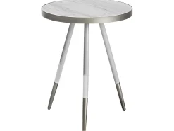 Beistelltisch Marmor Optik Weis / Silber 44 Cm Ramona