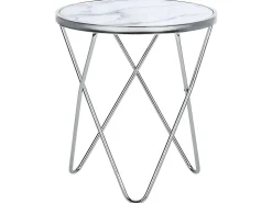 Beistelltisch Marmor Optik Weis / Silber 50 Cm Meridian Ii