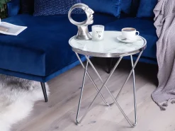 Beistelltisch Marmor Optik Weis / Silber 50 Cm Meridian Ii