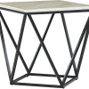 Beistelltisch Marmor Optik Beige / Schwarz Quadratisch 50 X 50 Cm Malibu