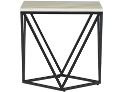 Beistelltisch Marmor Optik Beige / Schwarz Quadratisch 50 X 50 Cm Malibu