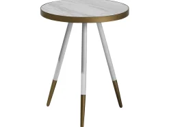 Beistelltisch Marmor Optik Weis / Gold 44 Cm Ramona