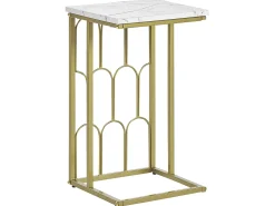 Beistelltisch Marmor Optik Weis / Gold Pandale