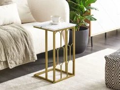Beistelltisch Marmor Optik Weis / Gold Pandale