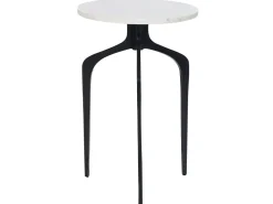 Beistelltisch Marmor Weis / Schwarz Rund O 36 Cm Tihoi