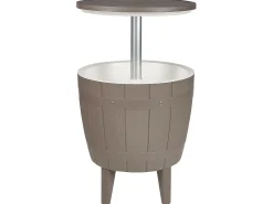 Beistelltisch Mit Kuhlfunktion Taupe Rund 48 Cm Silg