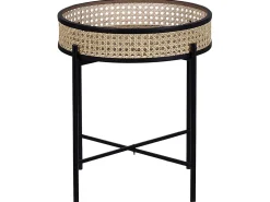 Beistelltisch Rattan / Metall Schwarz 36 Cm Vienna