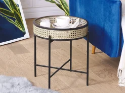 Beistelltisch Rattan / Metall Schwarz 36 Cm Vienna
