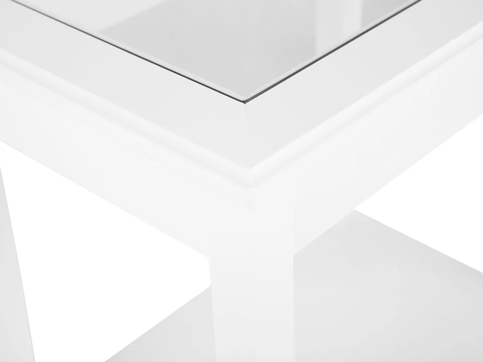 Beistelltisch Weis Glas Rechteckig 40 X 57 Cm Attu