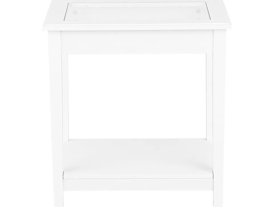 Beistelltisch Weis Glas Rechteckig 40 X 57 Cm Attu