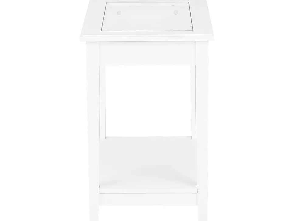 Beistelltisch Weis Glas Rechteckig 40 X 57 Cm Attu