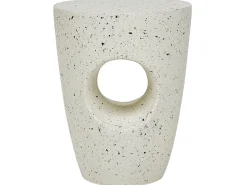 Beisttelltisch Beton Weis Terrazzo Optik Rund 37 Cm Edolo