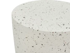 Beisttelltisch Beton Weis Terrazzo Optik Rund 37 Cm Edolo