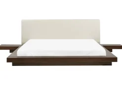 Bett Dunkler Holzfarbton Lattenrost 180 X 200 Cm Zen