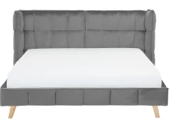 Bett Grau Samtstoff 160 X 200 Cm Senlis