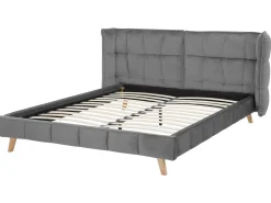 Bett Grau Samtstoff 160 X 200 Cm Senlis