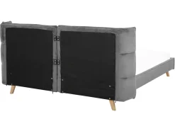Bett Grau Samtstoff 160 X 200 Cm Senlis