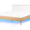 Bett Heller Holzfarbton / Weis 160 X 200 Cm Mit Led-Beleuchtung Bunt Serris