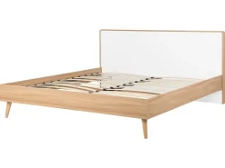 Bett Heller Holzfarbton / Weis 160 X 200 Cm Mit Led-Beleuchtung Bunt Serris