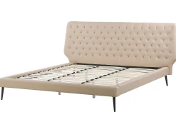 Bett Kunstleder Beige Lattenrost 180 X 200 Cm Essonne