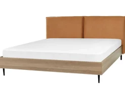 Bett Kunstleder Goldbraun 180 X 200 Cm Limanton