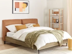 Bett Kunstleder Goldbraun 180 X 200 Cm Limanton